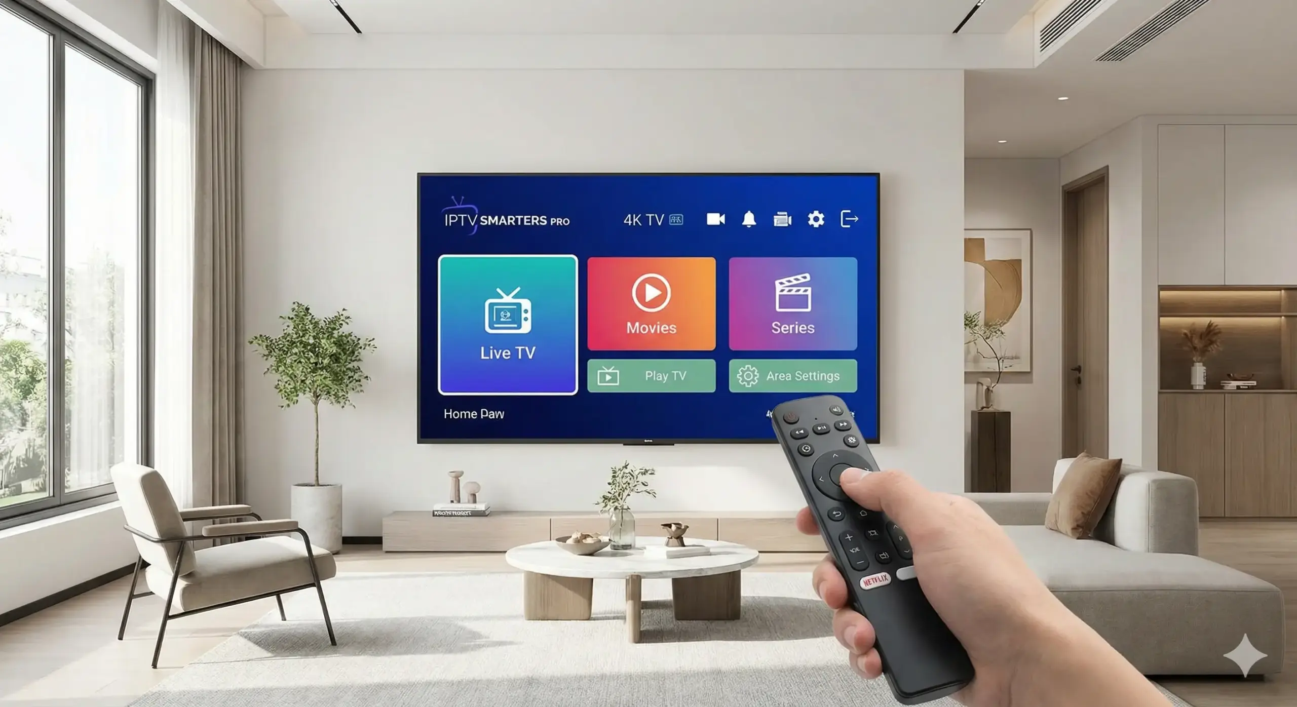 Interface sur Smart TV après avoir configuré IPTV Smarters Pro sur Samsung ou Android